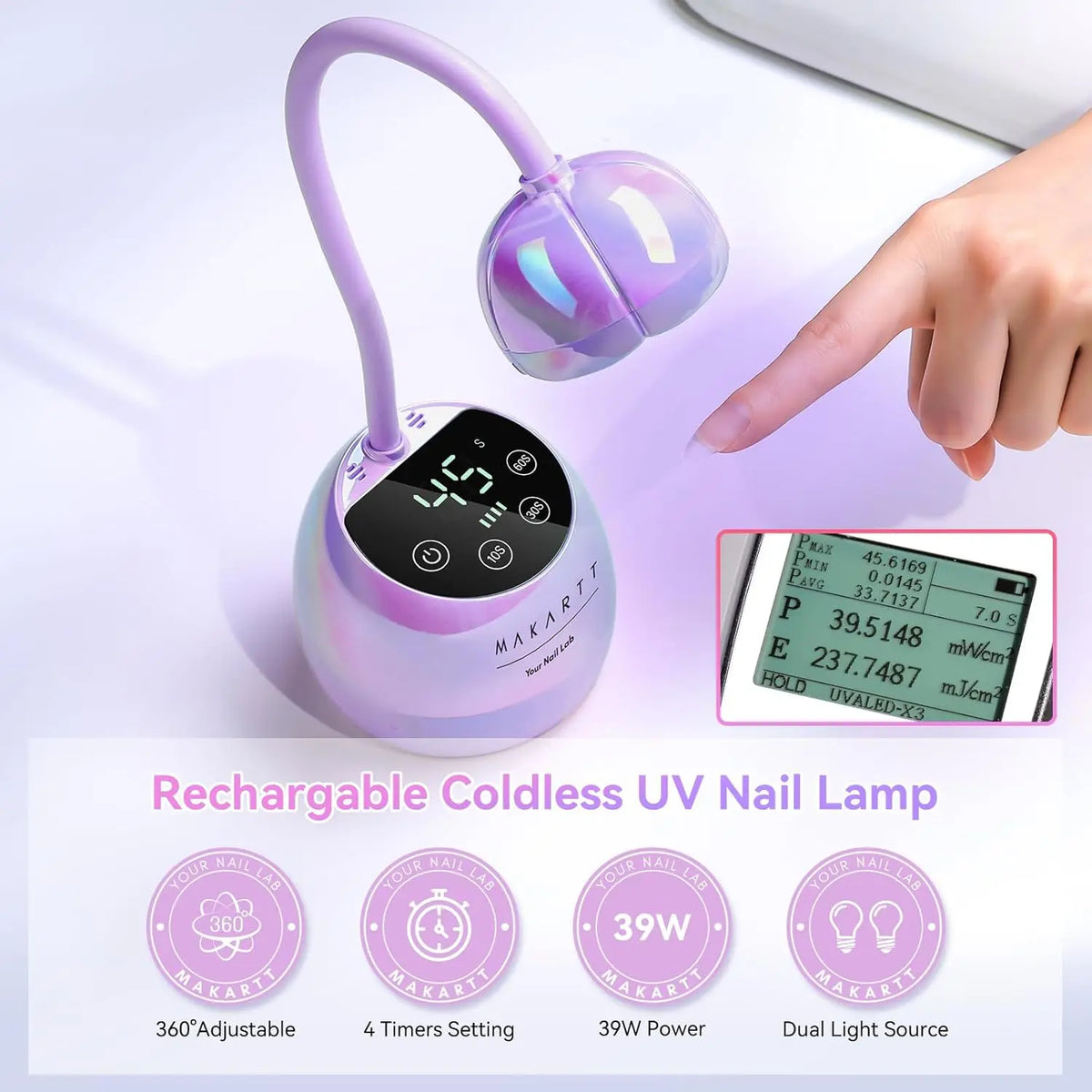 Makartt Cordless USB Gooseneck UV LED Nail Lamp With Timer