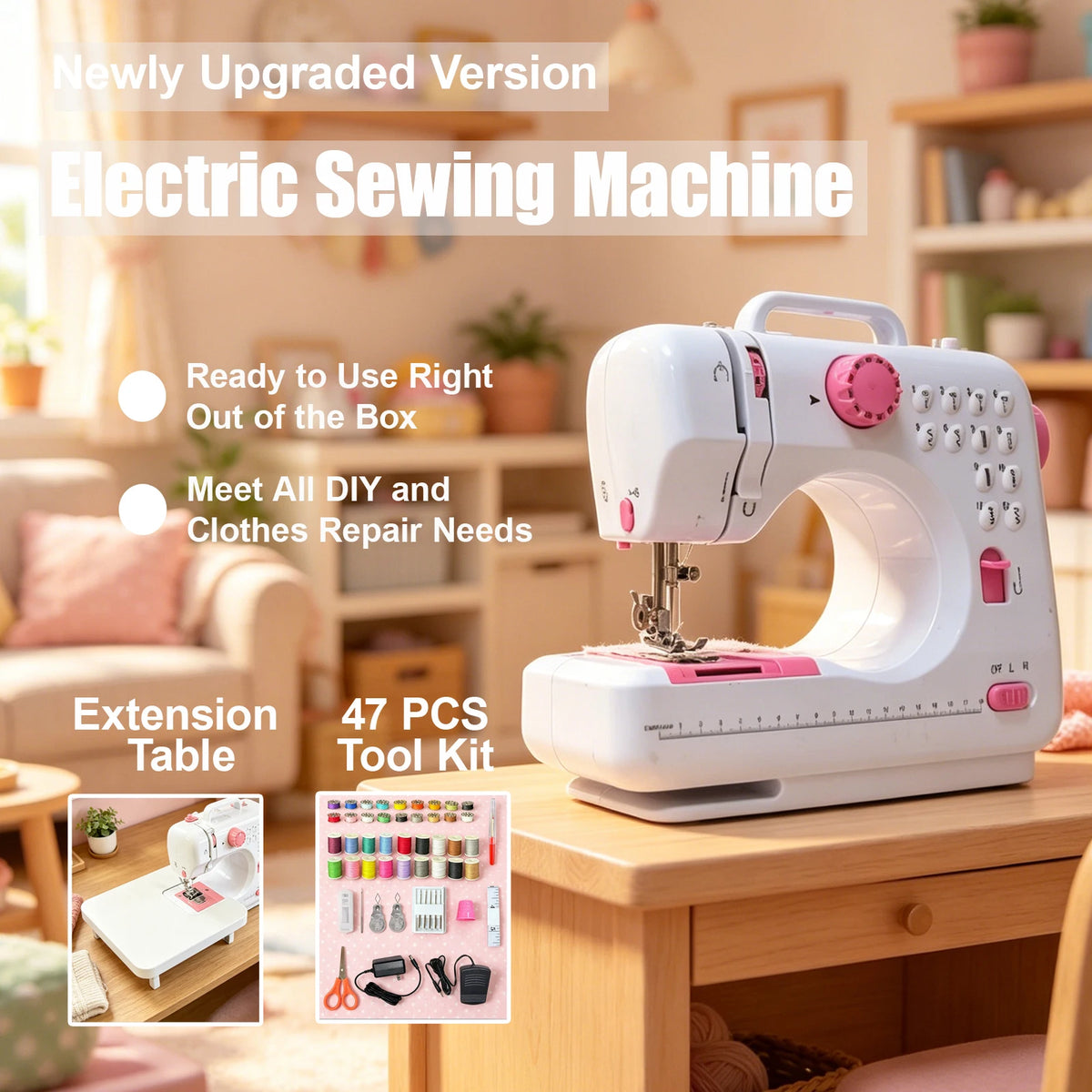 Portable Mini Electric Sewing Machine With Complete Sewing Kit