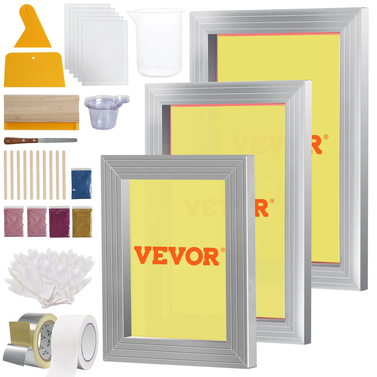 SucceBuy Silk Screen Printing Kit With Aluminum Frames And Glitter