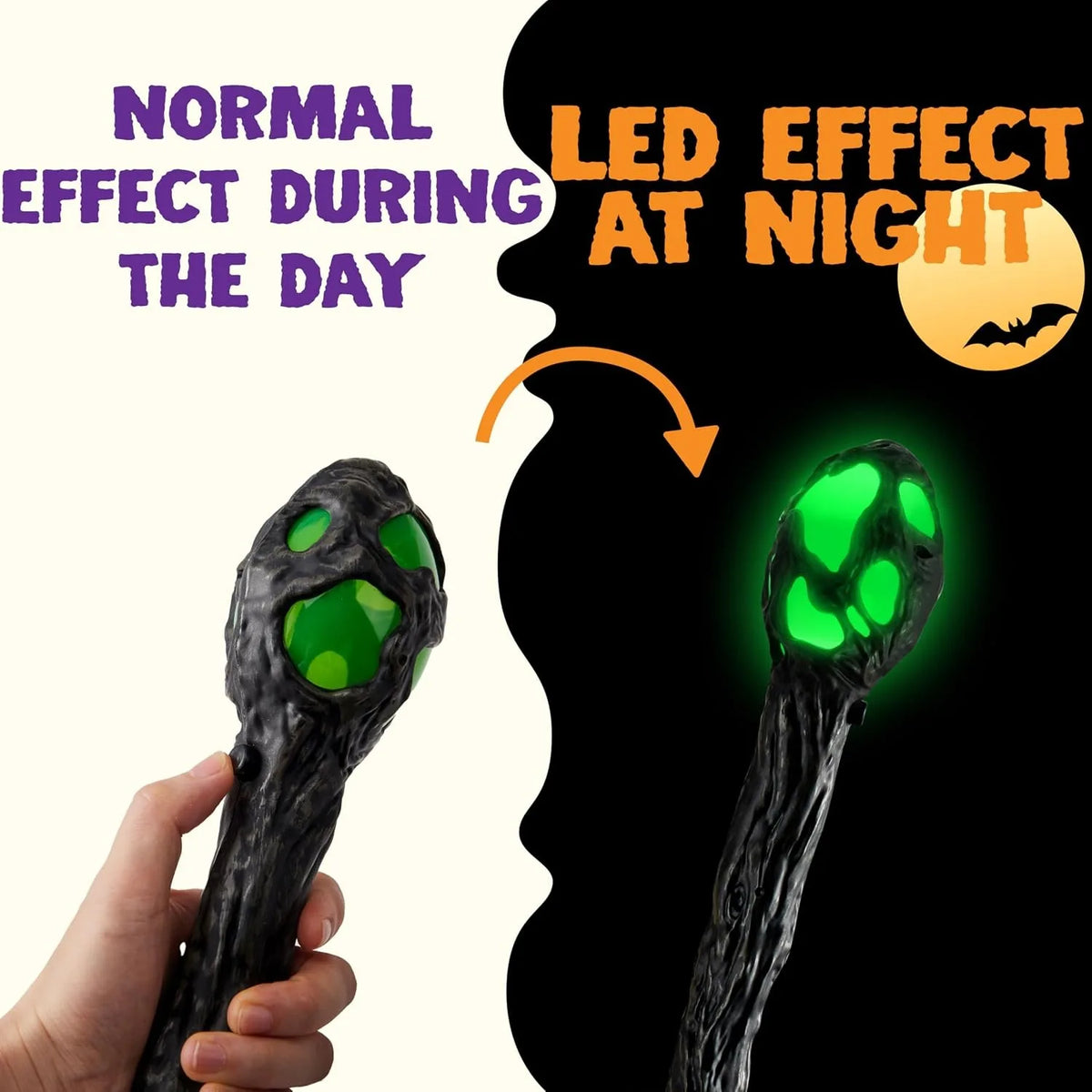 Halloween LED Witch Staff Light Up Magic Walking Cane Prop