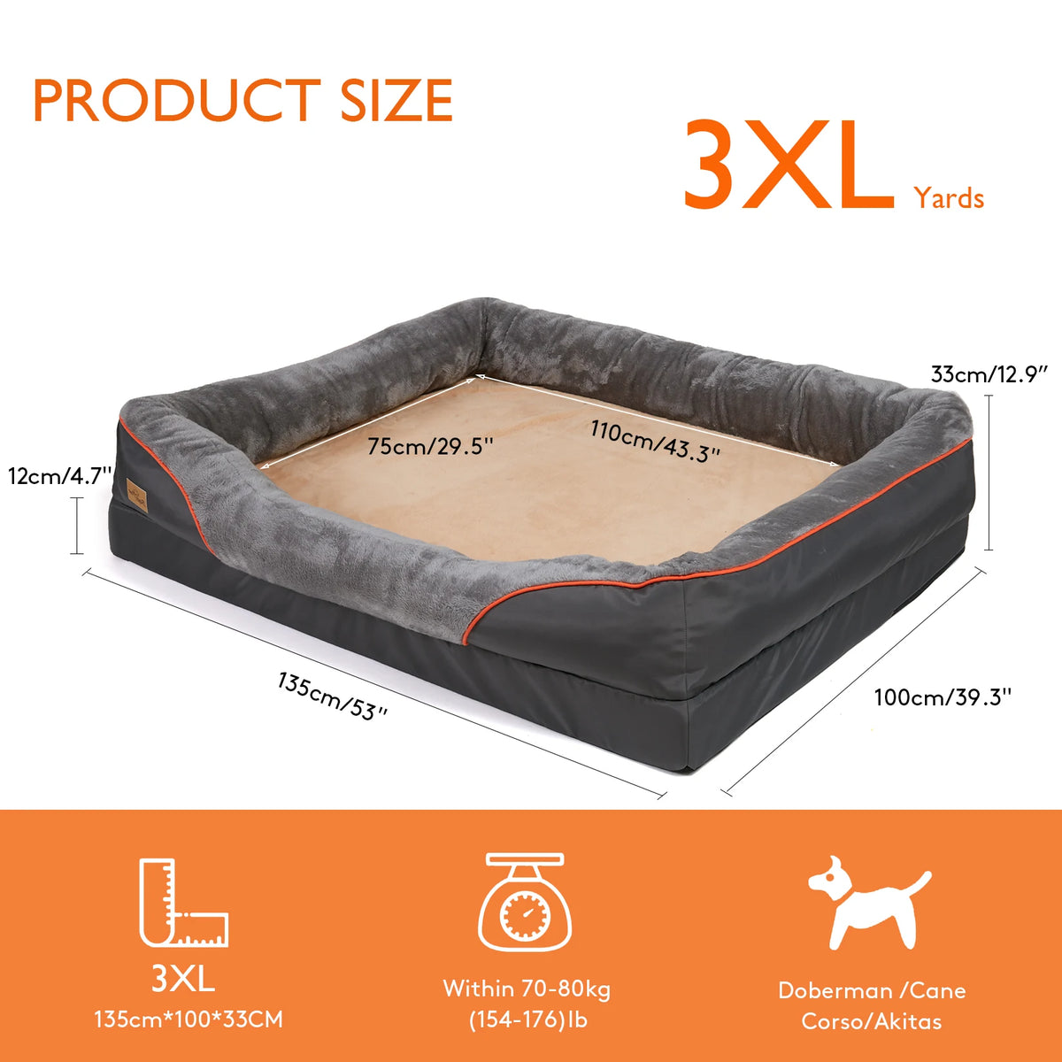 BINGOPAW Dog Bed With Removable Washable Cover Soft Foam Comfort