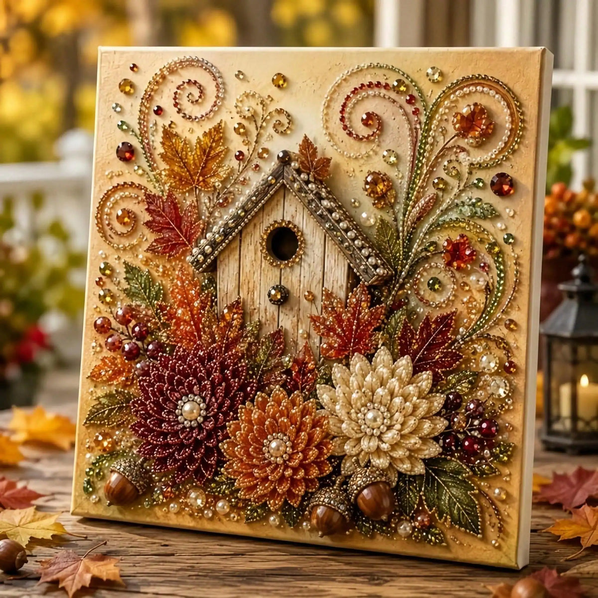 Autumn Pumpkin Pearl 5D Diamond Art Painting Kit for Adults and Beginners