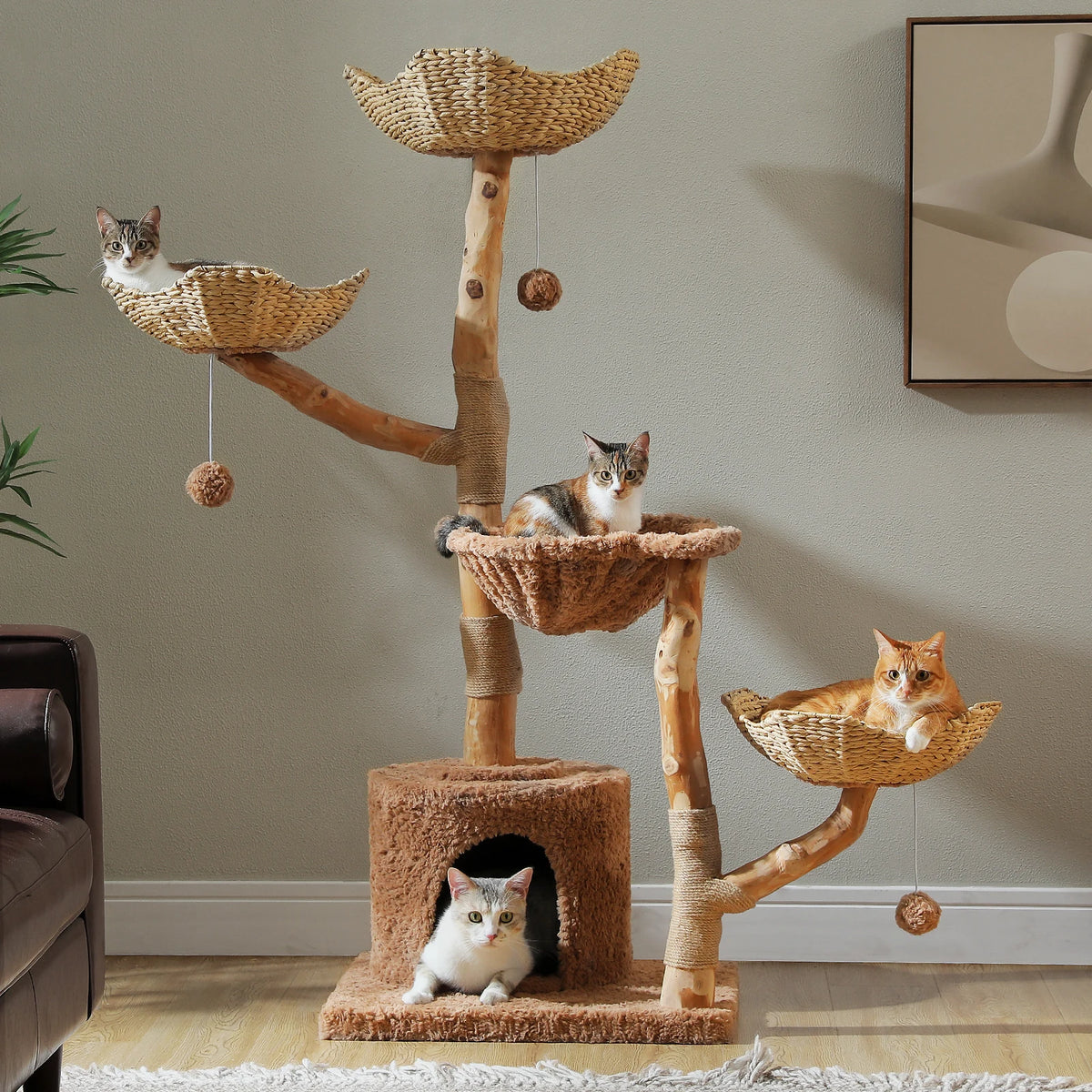 PAWZ Road Cat Tree Sisal Scratching Post Wicker Basket Bed
