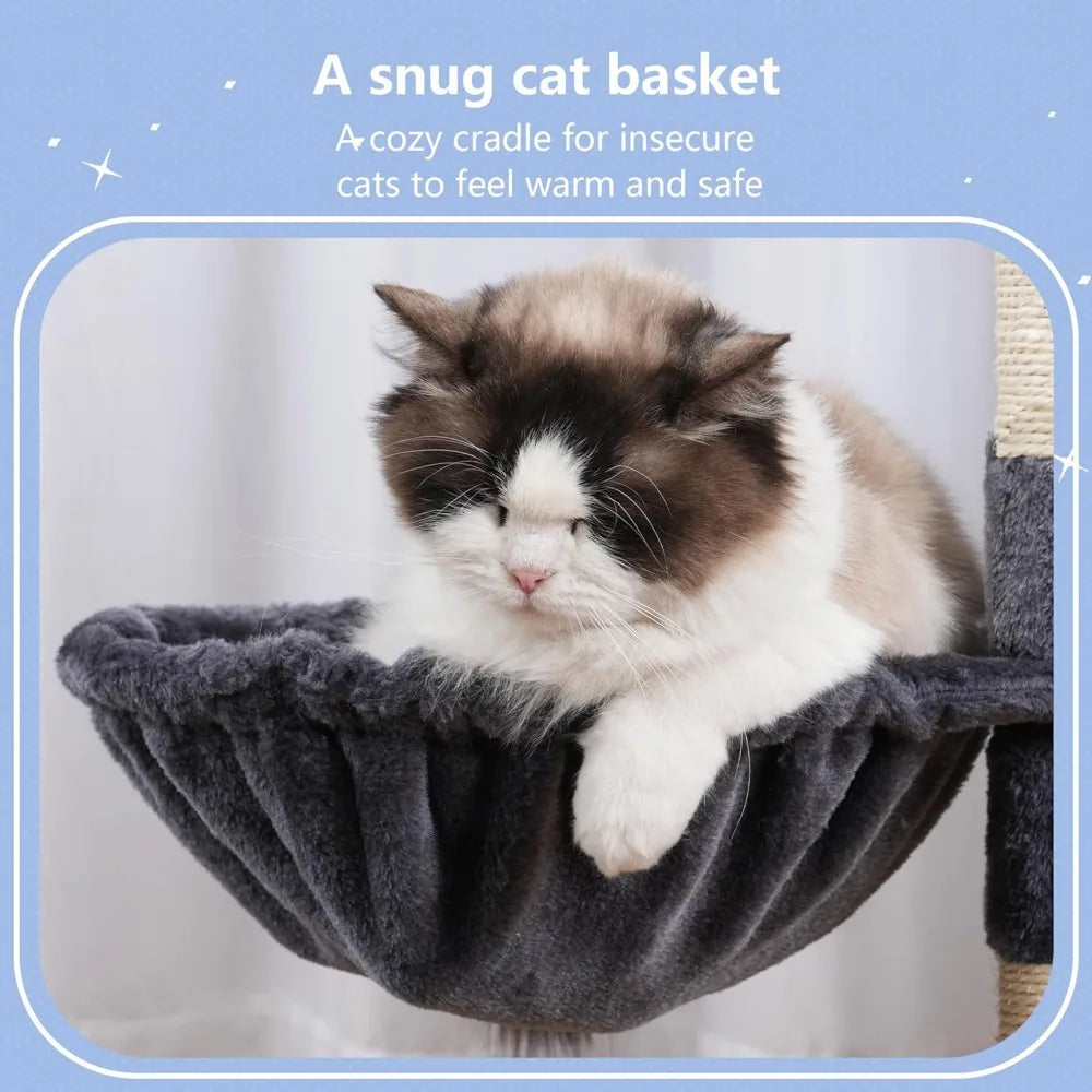 NBVCX Cat Tree Tower With Sisal Posts Condo Hammock Ball