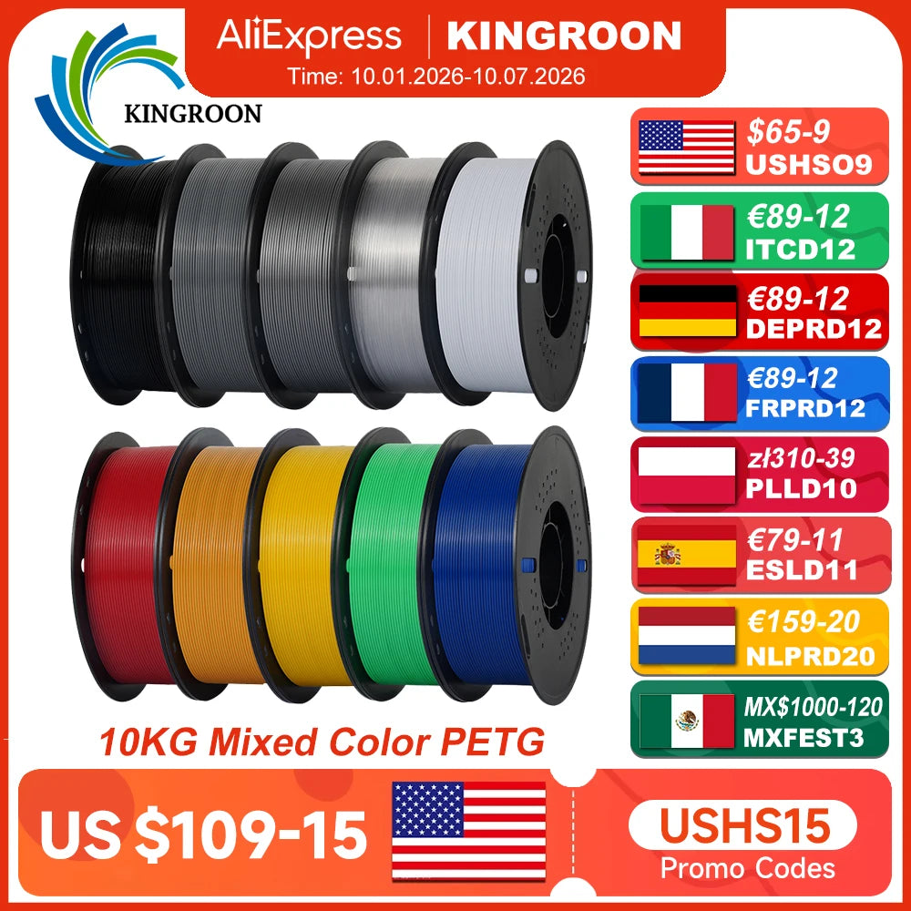 KINGROON PETG 3D Printer Filament Tangle Free Eco Friendly Plastic