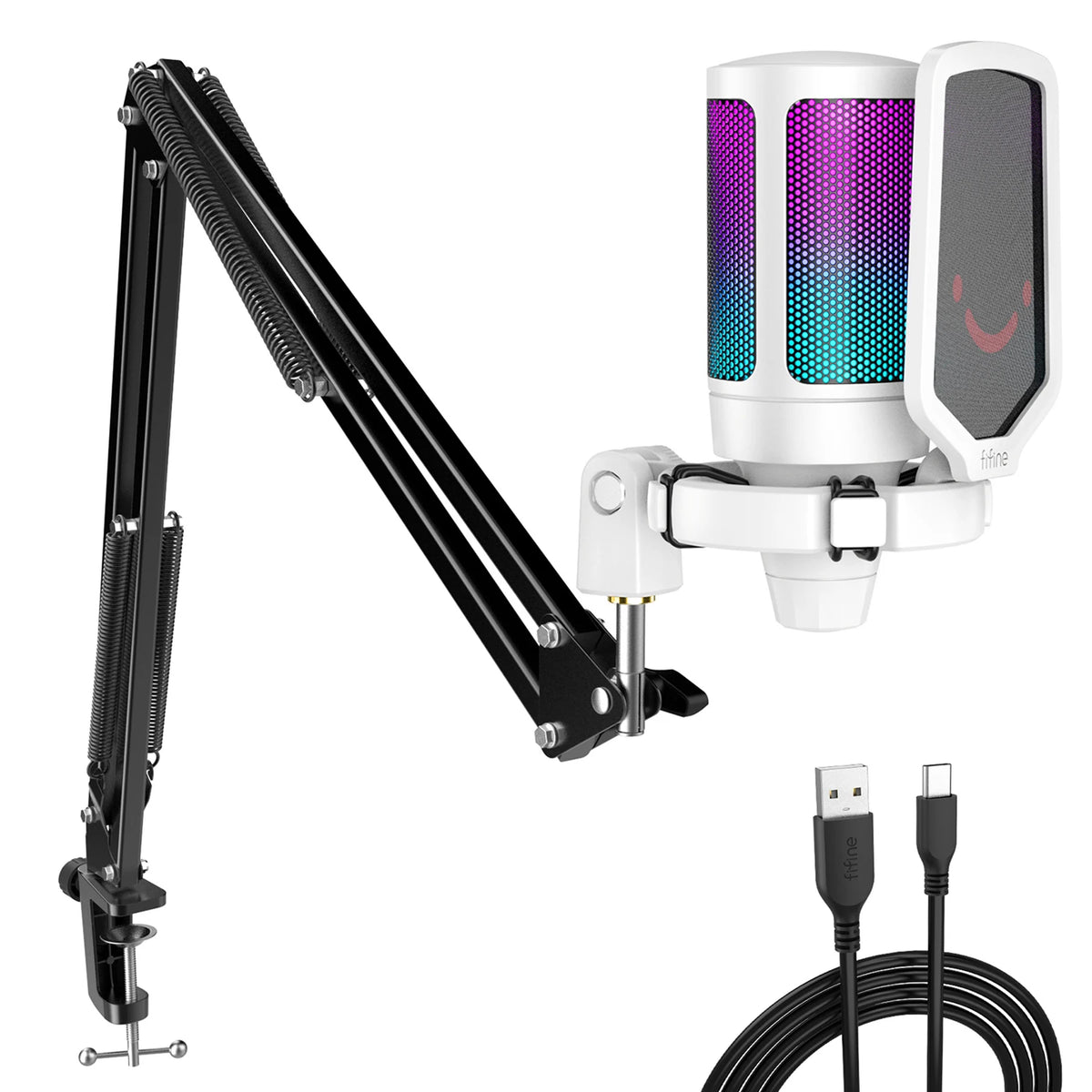 FIFINE USB Gaming Microphone Kit With Stand For Computer Streaming