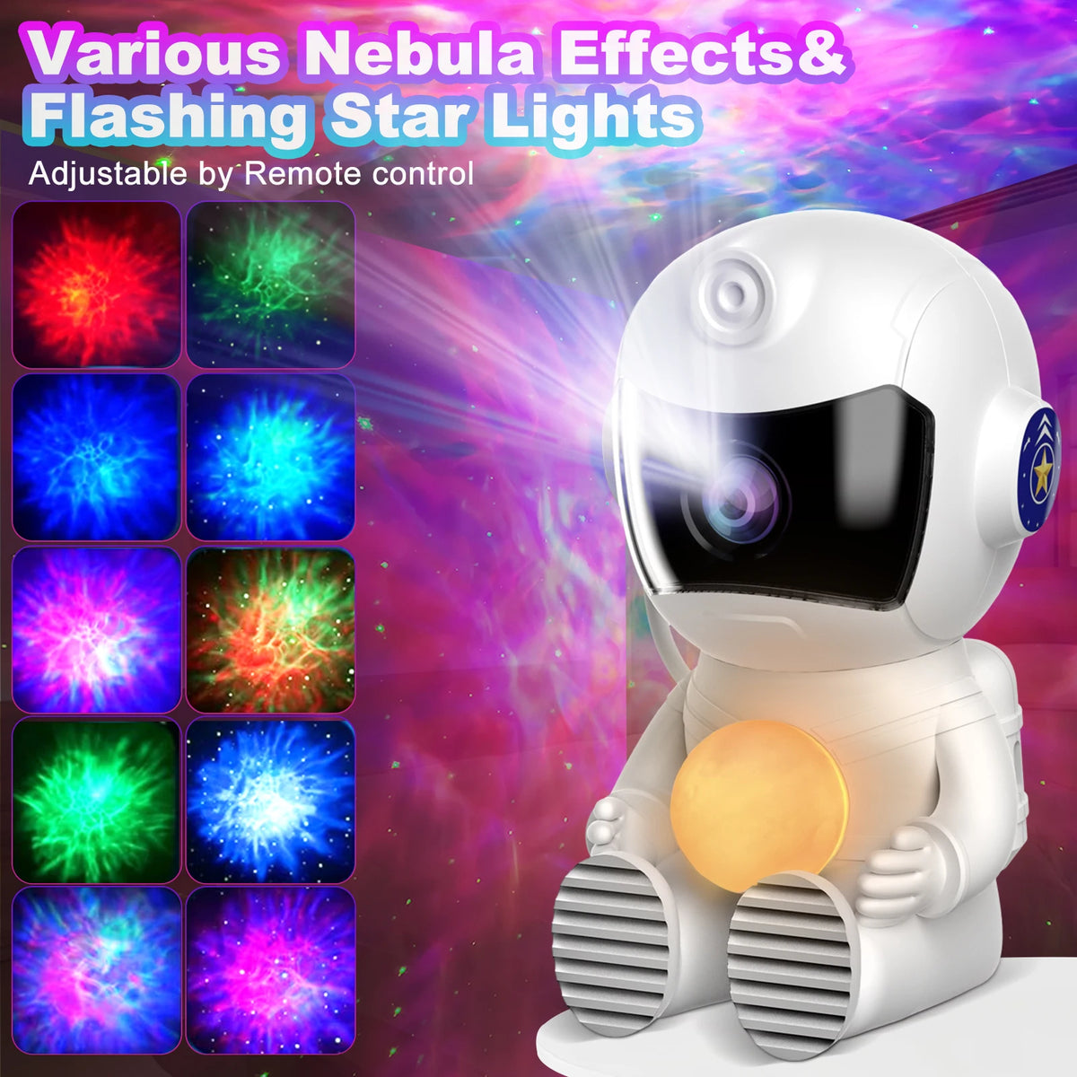 Astronaut Galaxy Projector Night Light With Timer For Bedroom
