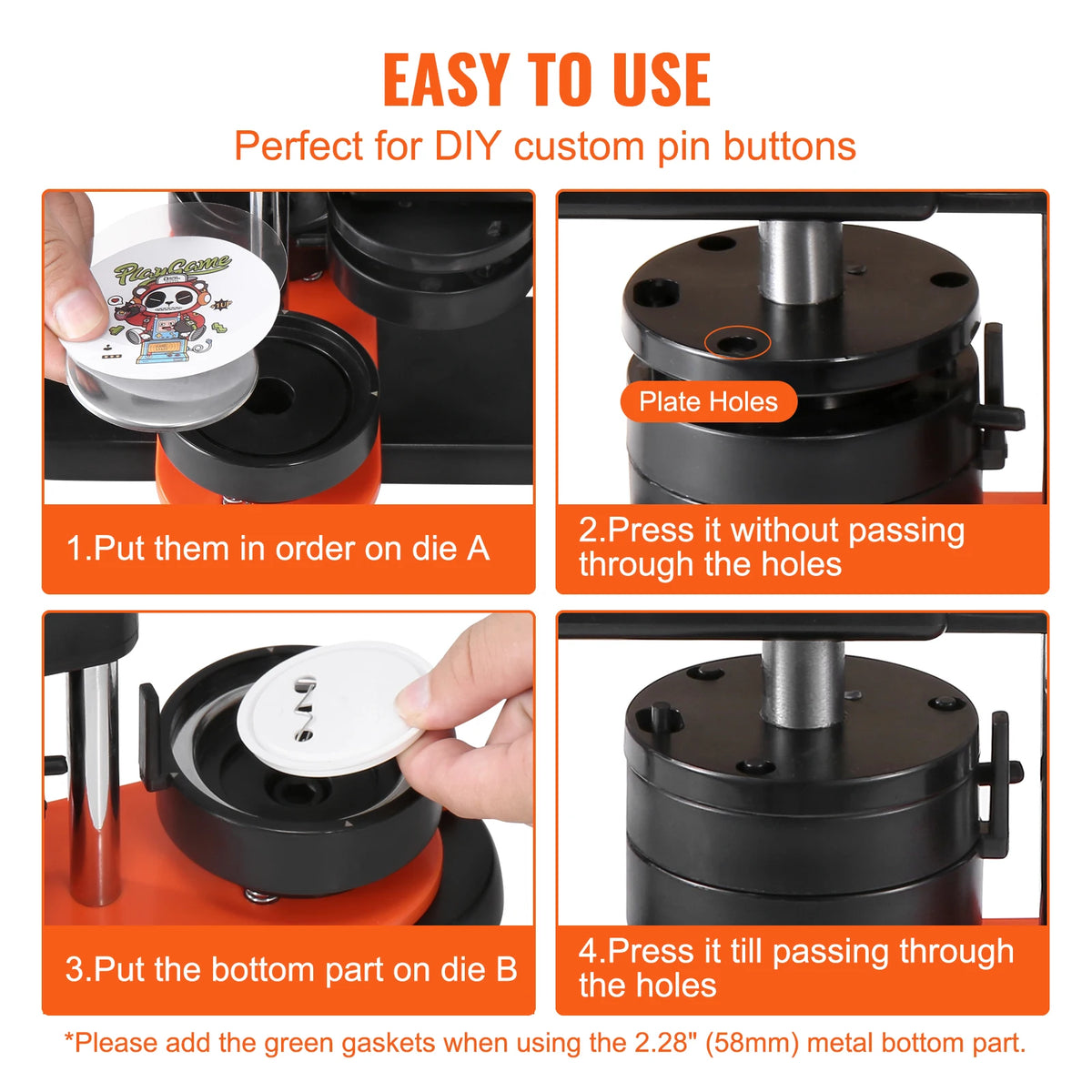 SucceBuy Button Maker Machine With Ergonomic Arc Handle Press Kit