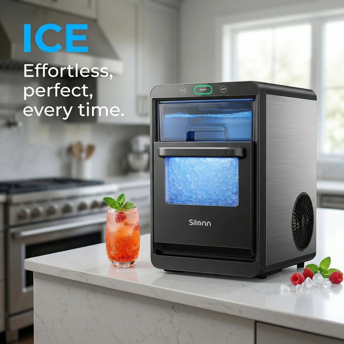 Phiergo Nugget Ice Maker Countertop Pebble Ice Machine