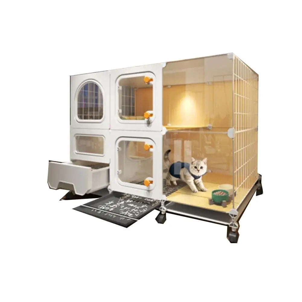 Indoor Cat Cage Enclosure With Litter Box And Wheels For Pets