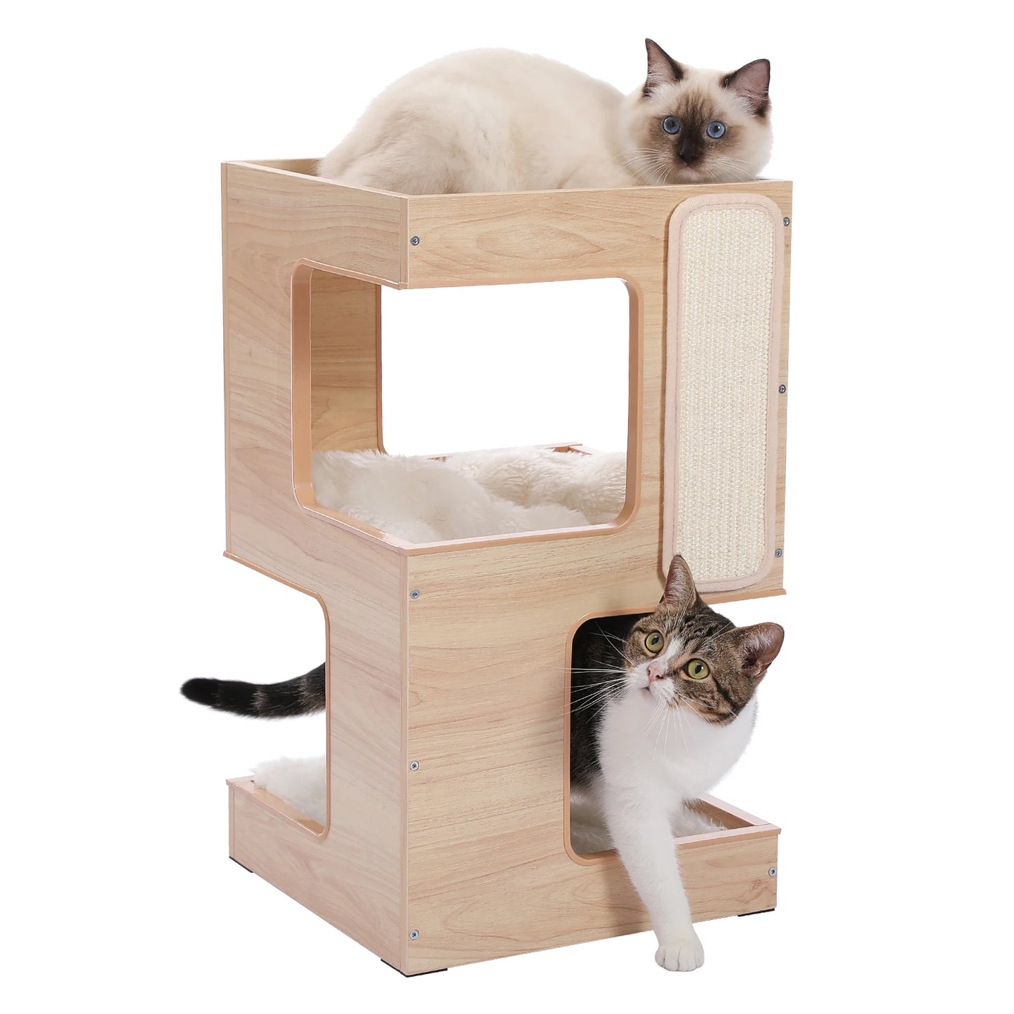 PAWZ Road Wood Cat Tree Condo House With Scratching Pad