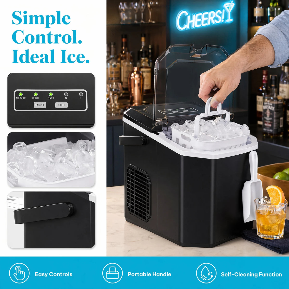 Philergo Countertop Ice Maker Machine With Basket And Scoop