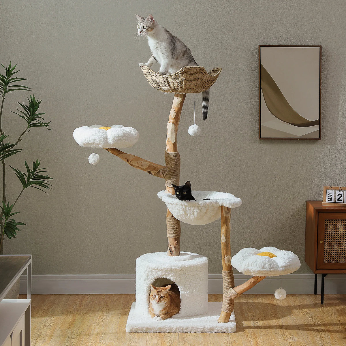 PAWZ Road Cat Tree Sisal Scratching Post Wicker Basket Bed