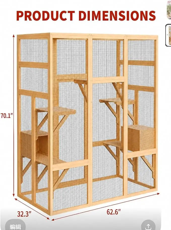 HiMISS Outdoor Catio with Window Access Bridge and Cat House