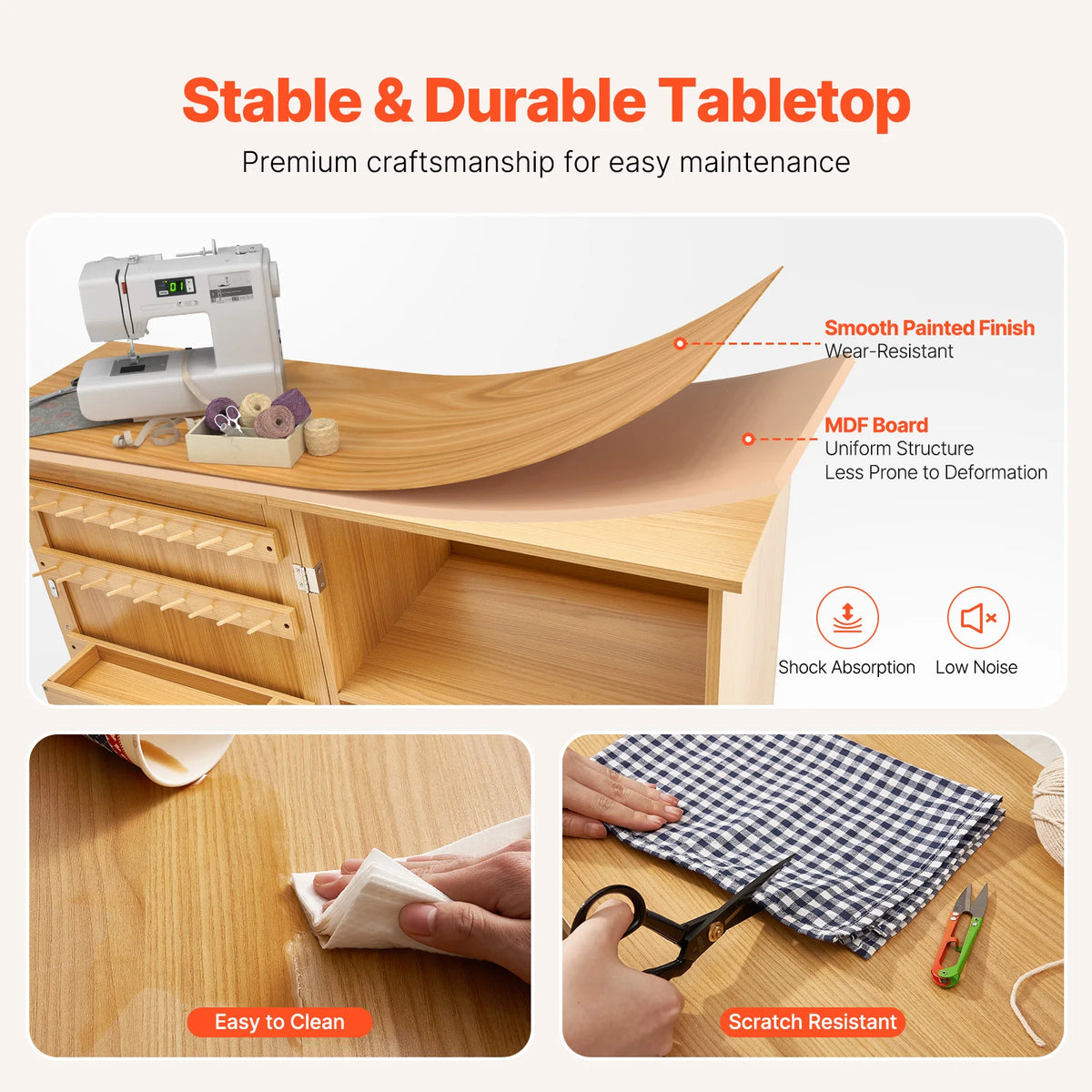 SucceBuy Multipurpose Folding Sewing Machine Table With Storage Shelves