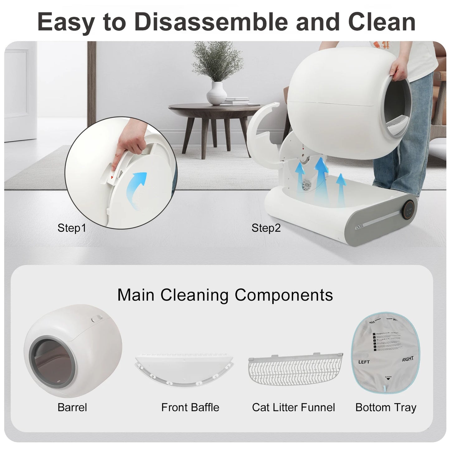 DOEL Smart Automatic Self Cleaning Cat Litter Box WiFi Control