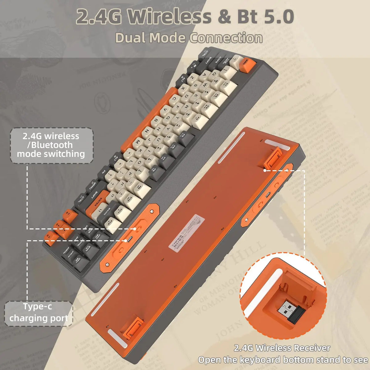 Attack Shark M87 Wireless Gaming Keyboard With Bluetooth Dual Mode Receiver