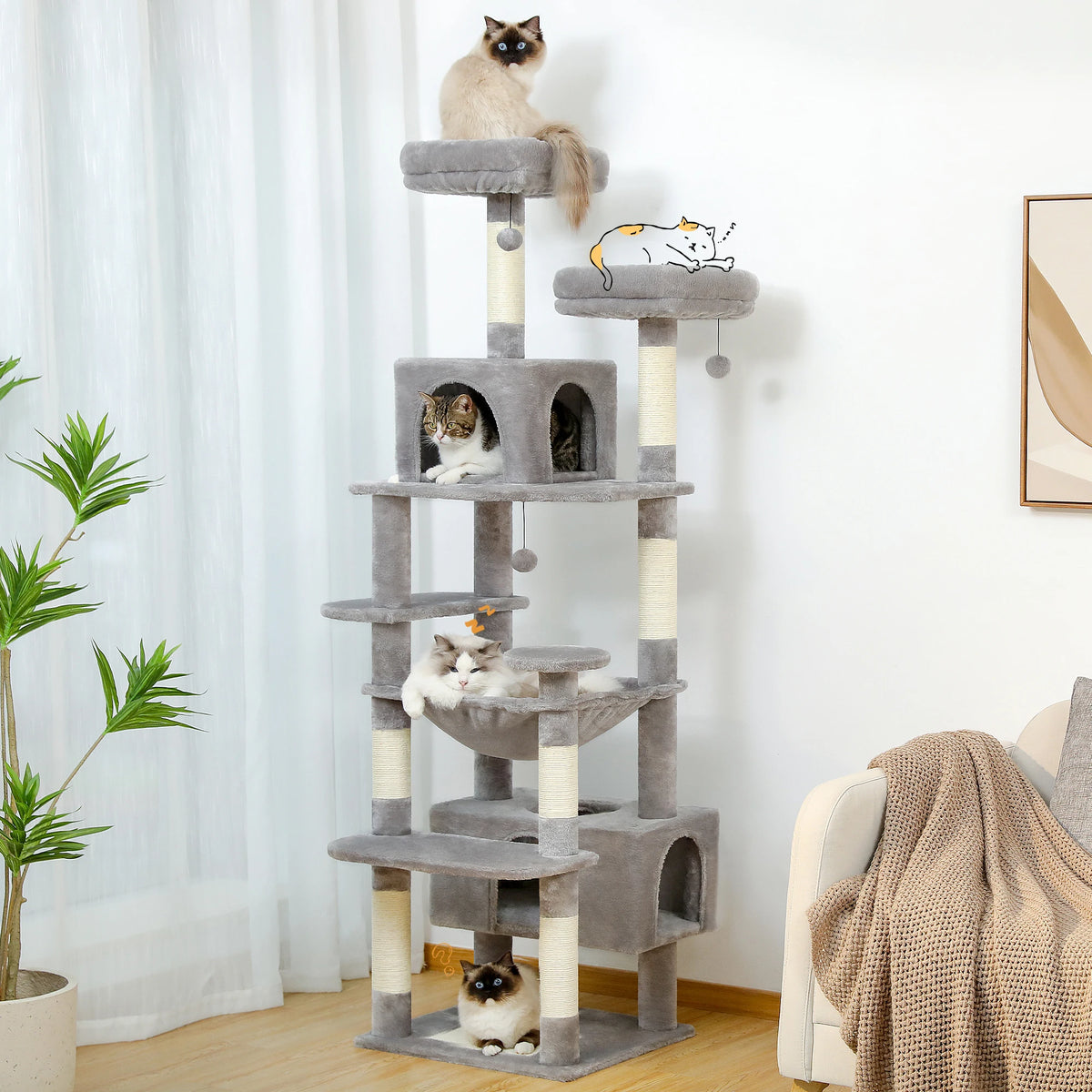 PAWZ Road Cat Tree With Sisal Posts, Hammock And Condos