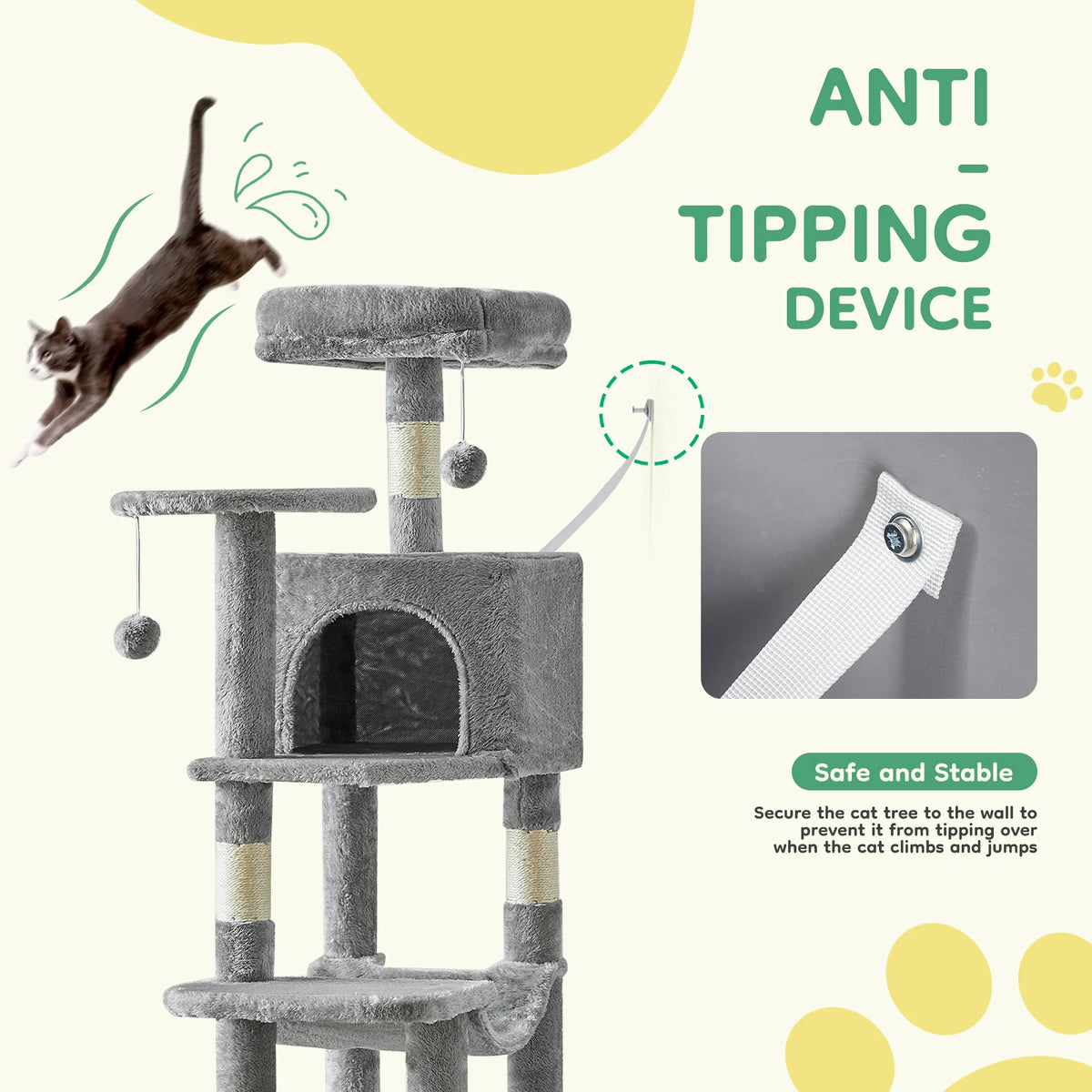 JHK Multi-Level Cat Tree Tower With Sisal Scratching Posts