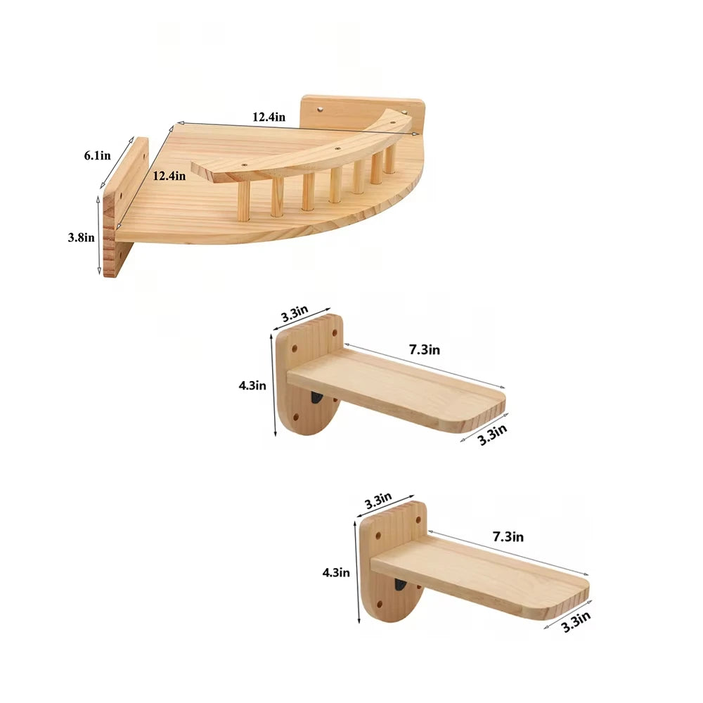 CWV Wall Mounted Corner Hammock With Steps Cat Tree Set