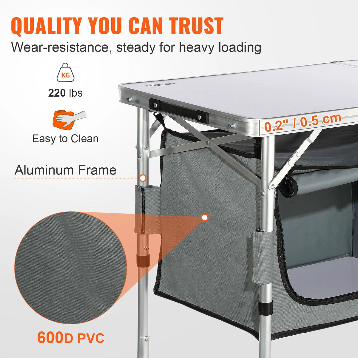 SucceBuy Folding Aluminum Camping Picnic Table With Storage Bag
