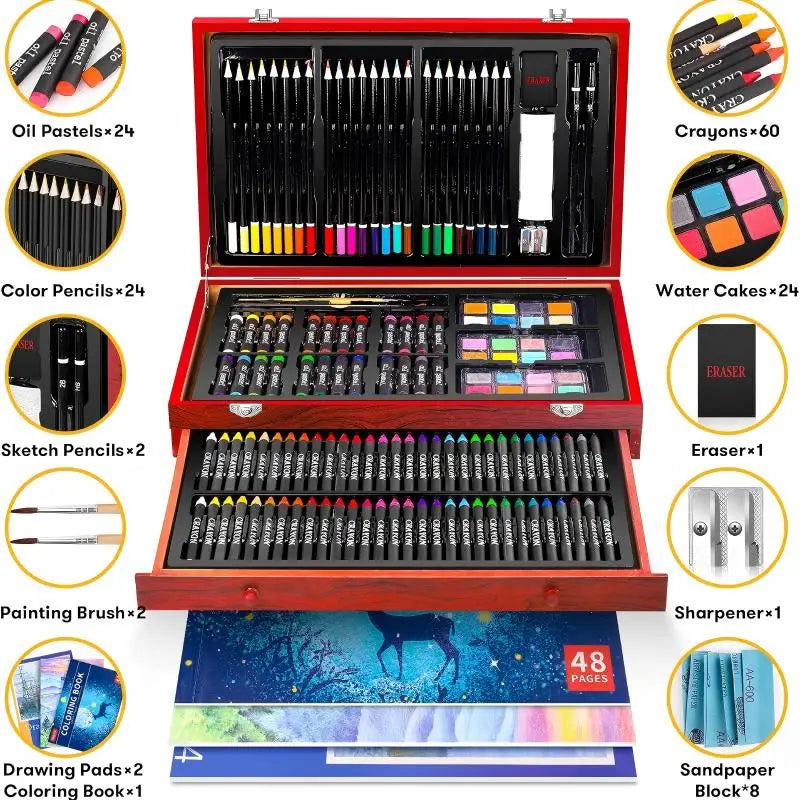 146 Piece Professional Art Kit Including Crayons Oil Pastels And Colored Pencils