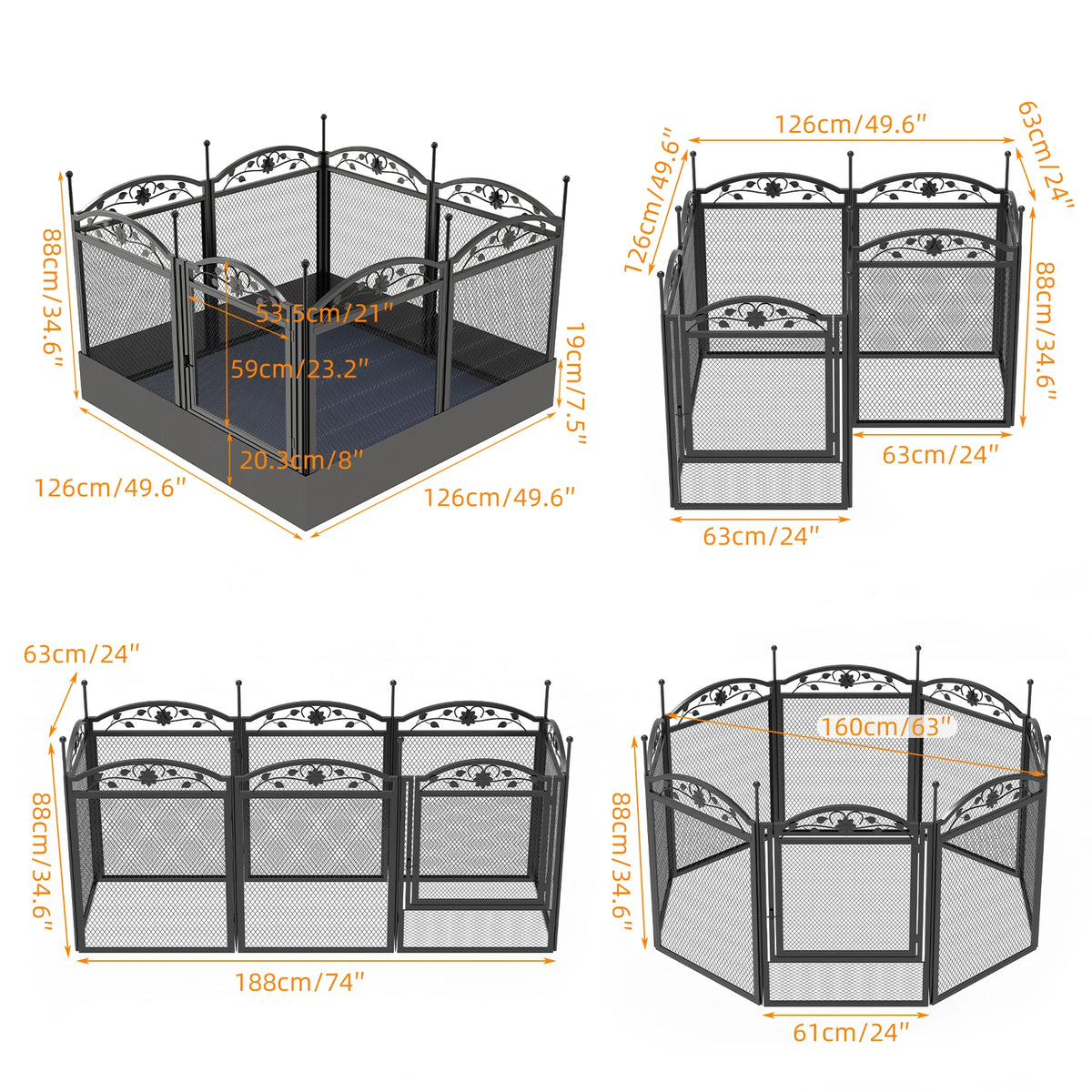 Bingopaw Heavy Duty Metal Dog Playpen Indoor Outdoor Pet Fence