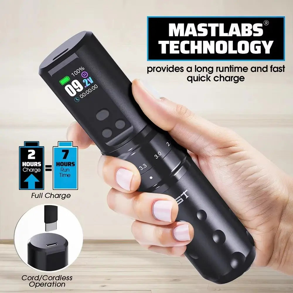 Mast Fold2 Pro Wireless Tattoo Pen Machine Kit Digital Display
