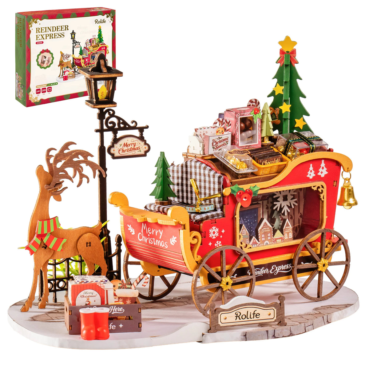 Rolife Reindeer Express Wooden 3D Puzzle Car Building Kit
