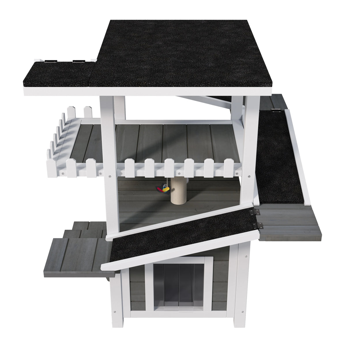Weatherproof Outdoor Cat House Feral Shelter With Waterproof Roof
