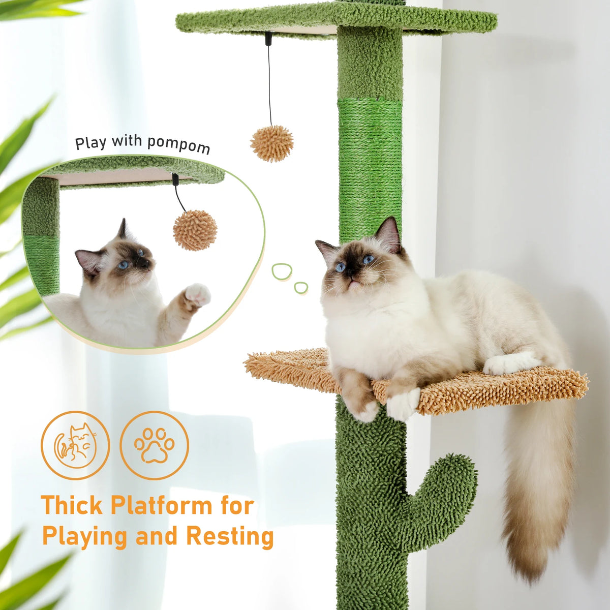 PAWZ Road Floor To Ceiling Cactus Cat Tree Scratching Post