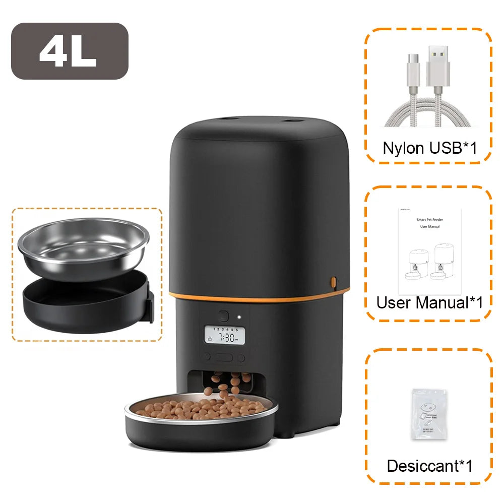 Nityers Automatic Cat Food Dispenser With Stainless Steel Bowl
