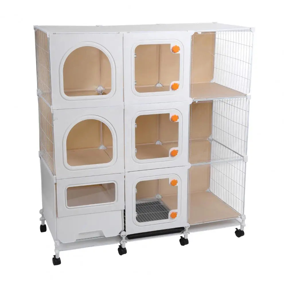 Indoor Cat Cage Enclosure With Litter Box And Wheels For Pets