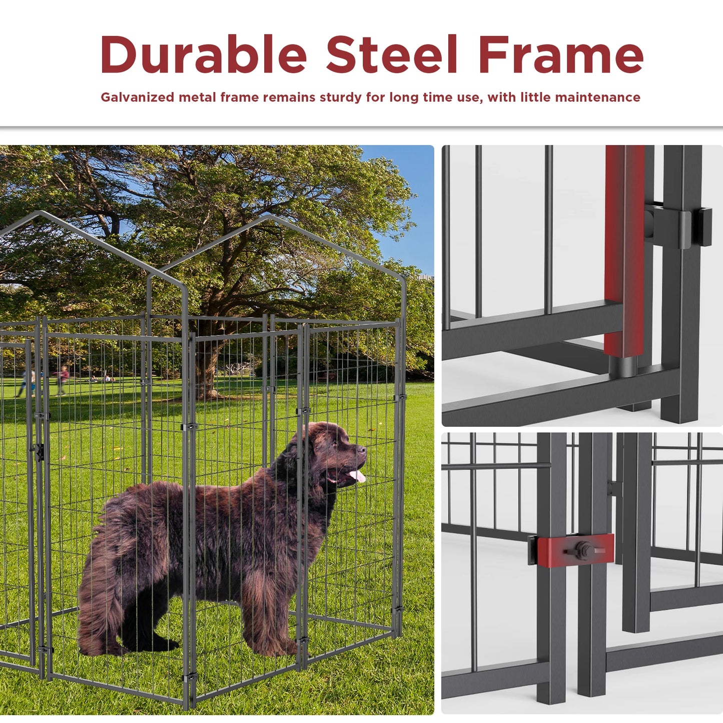Bingopaw Outdoor Welded Wire Dog Kennel With Waterproof Cover
