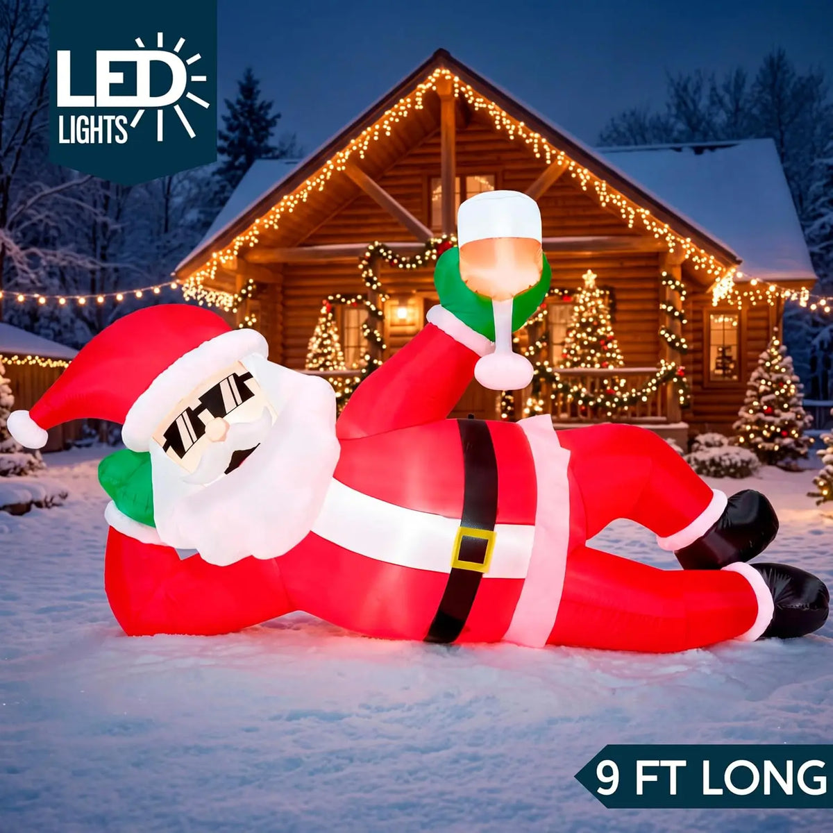 Joyfy Giant Inflatable Santa Claus With LED Lights Outdoor Decoration