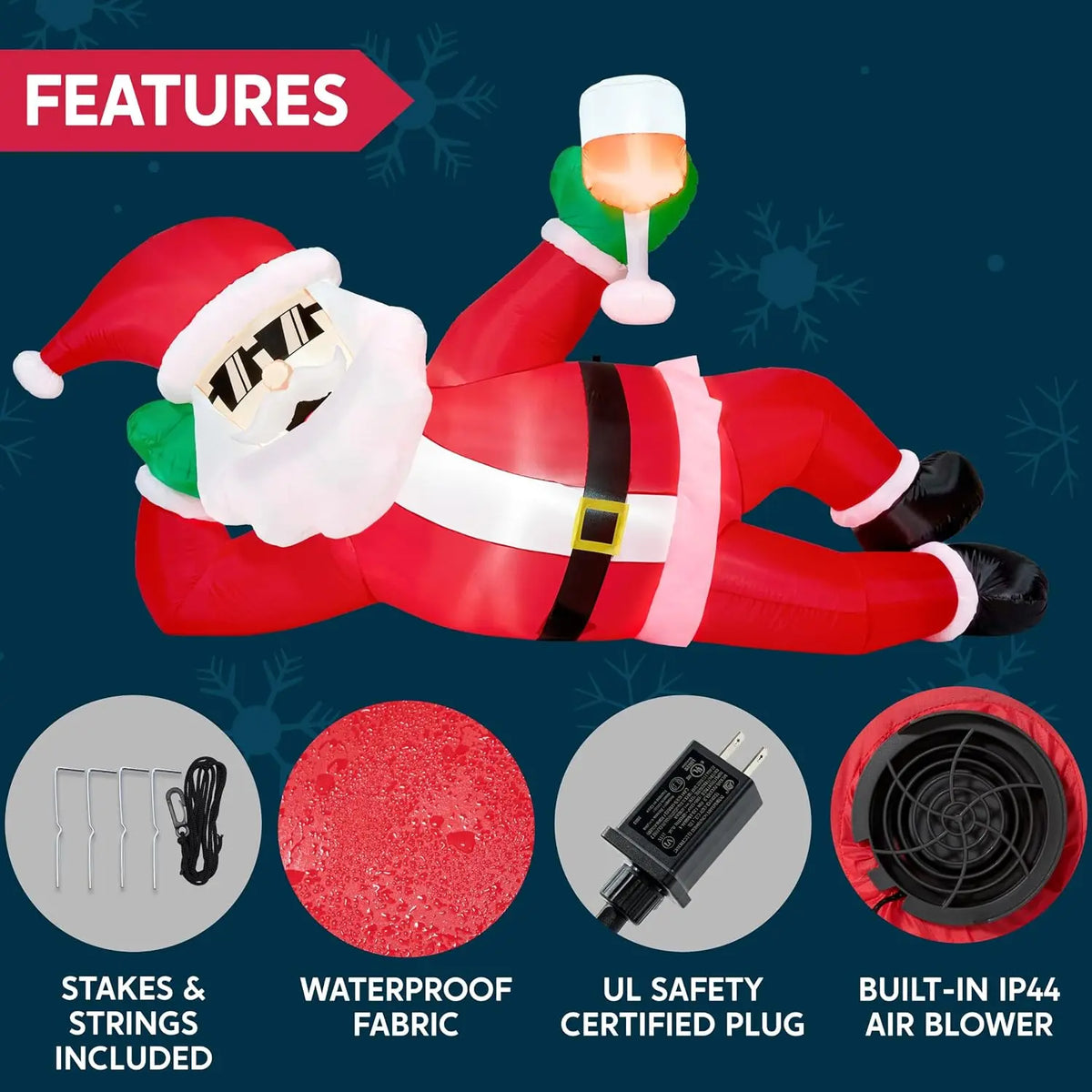 Joyfy Giant Inflatable Santa Claus With LED Lights Outdoor Decoration