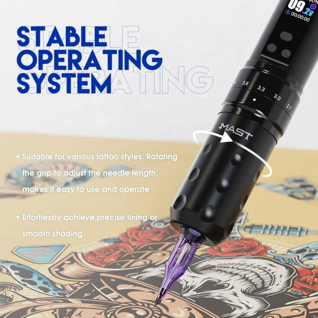 Mast Fold2 Pro Wireless Tattoo Pen Machine Kit Digital Display