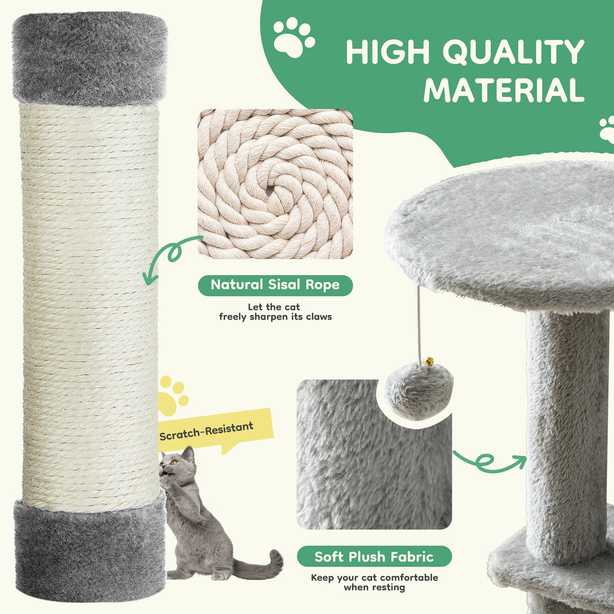 JHK Multi-Level Cat Tree Tower With Sisal Scratching Posts