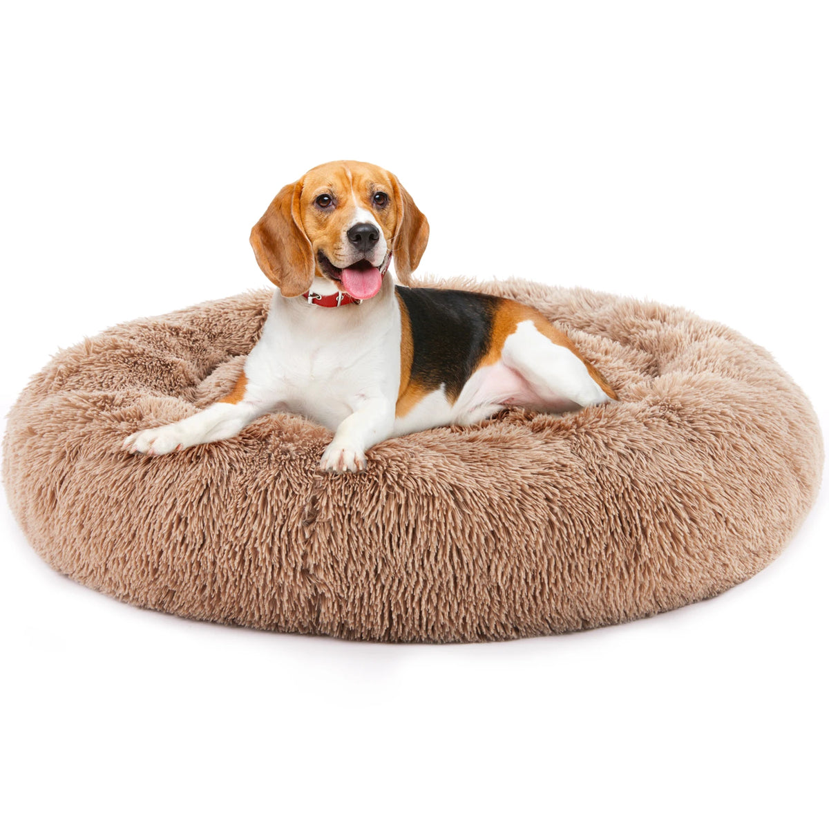 JHK Calming Round Dog Bed With Washable Coral Fleece Cover