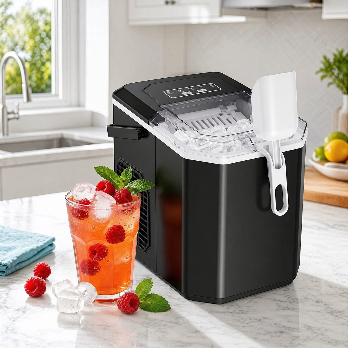Philergo Countertop Ice Maker Machine With Basket And Scoop