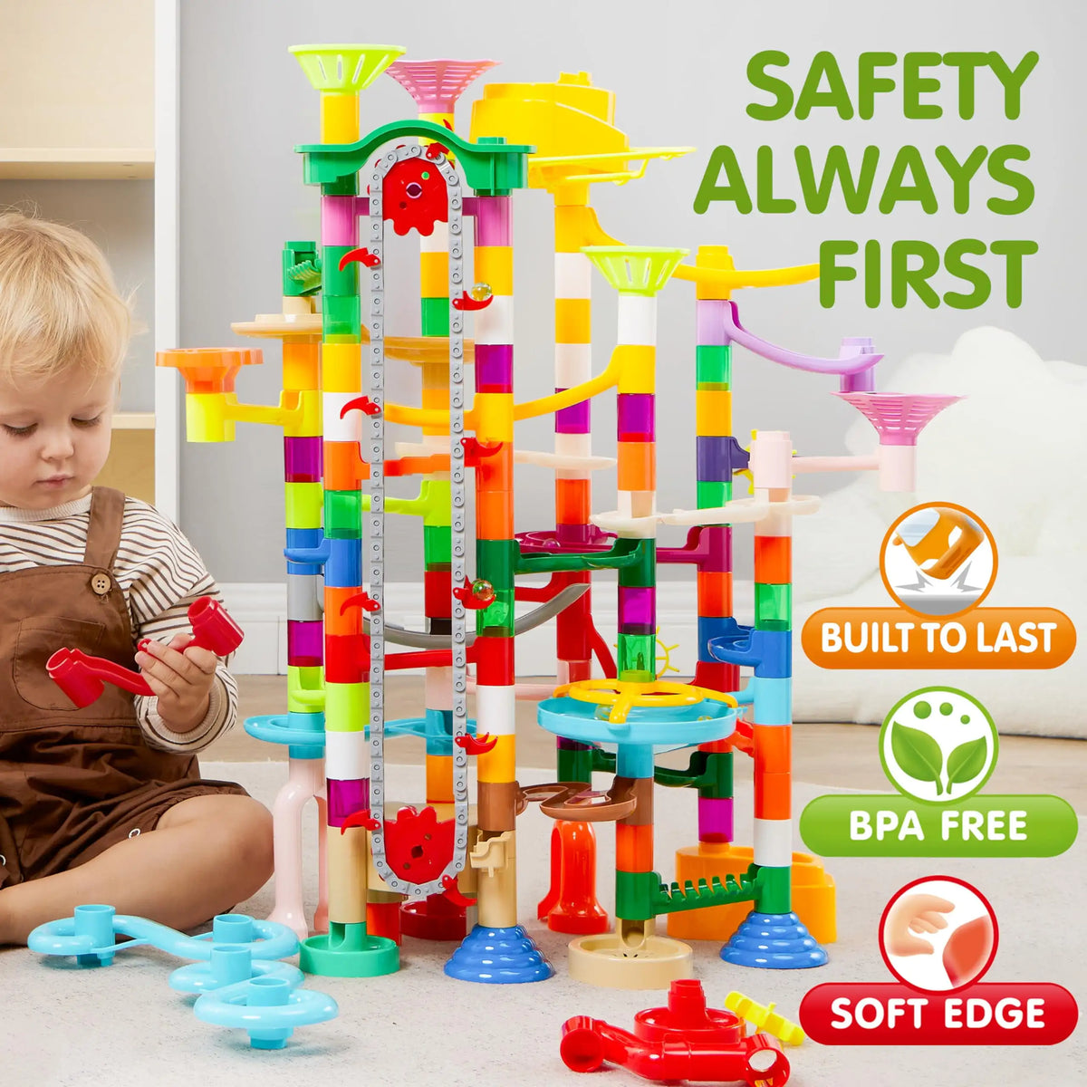 Joyfy Glowing Marble Run With Motorized Elevator STEM Building Set