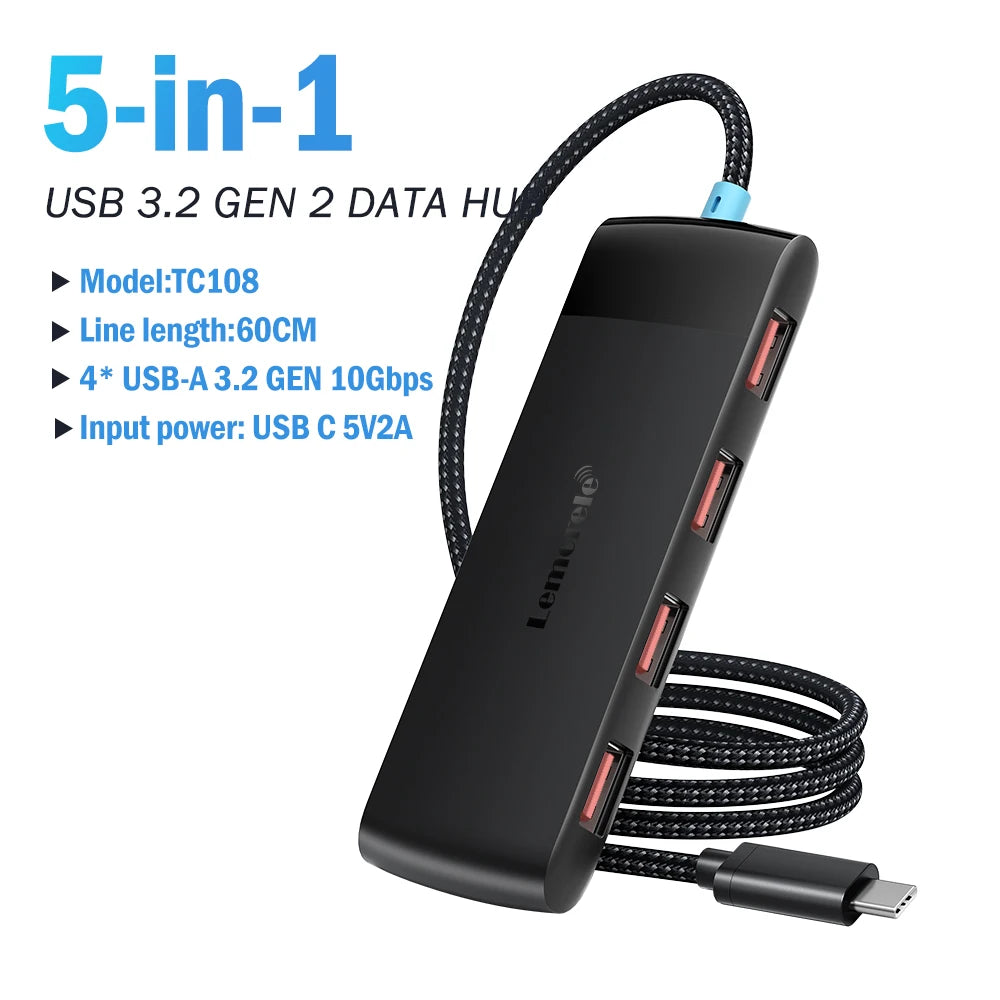 Lemorele USB Hub 10Gbps 5in1 Docking Station Windows Mac