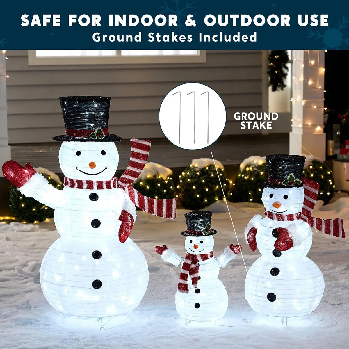 Joyfy 3D Collapsible Snowman LED Christmas Yard Lights