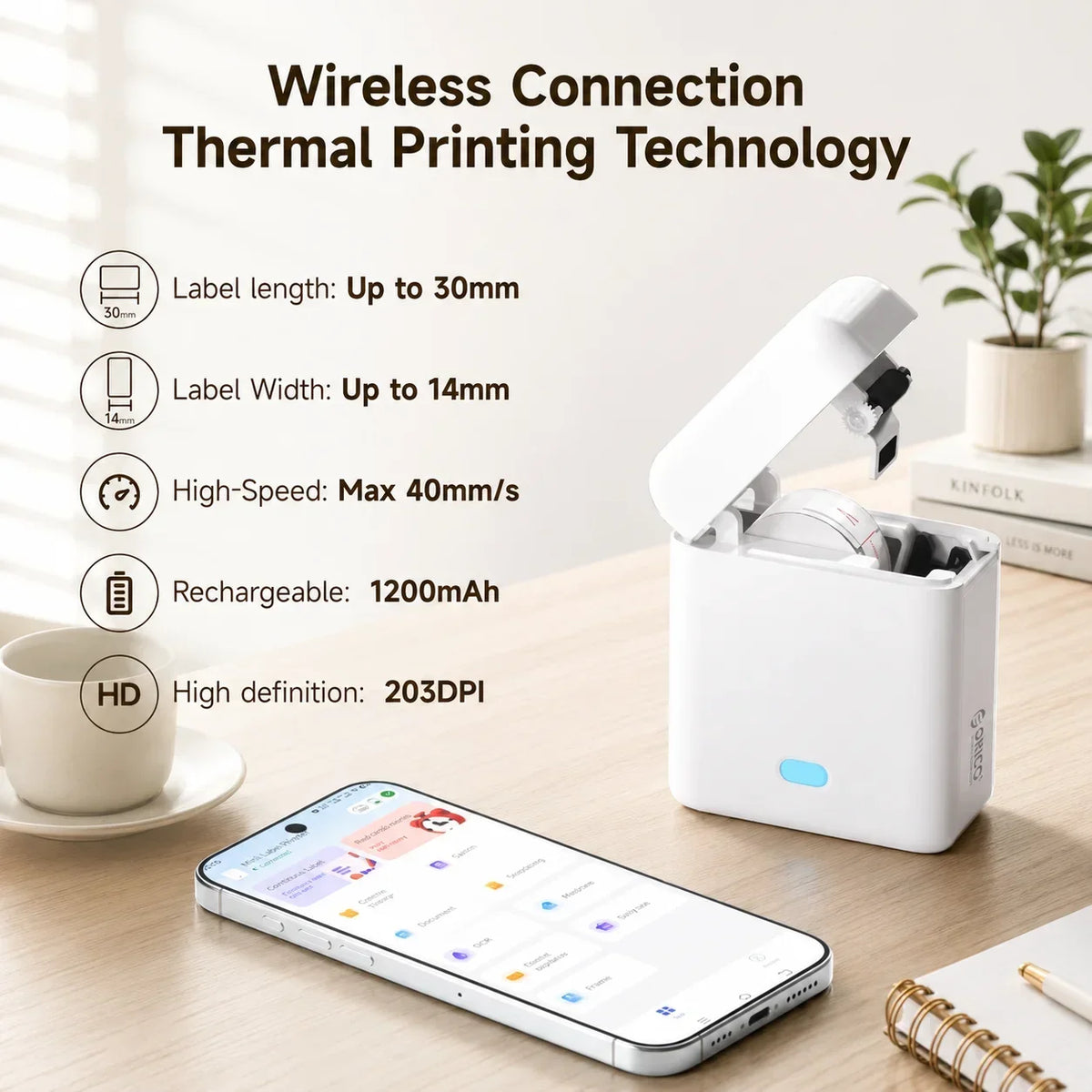 Orico Mini Ink Free Bluetooth Thermal Label Printer