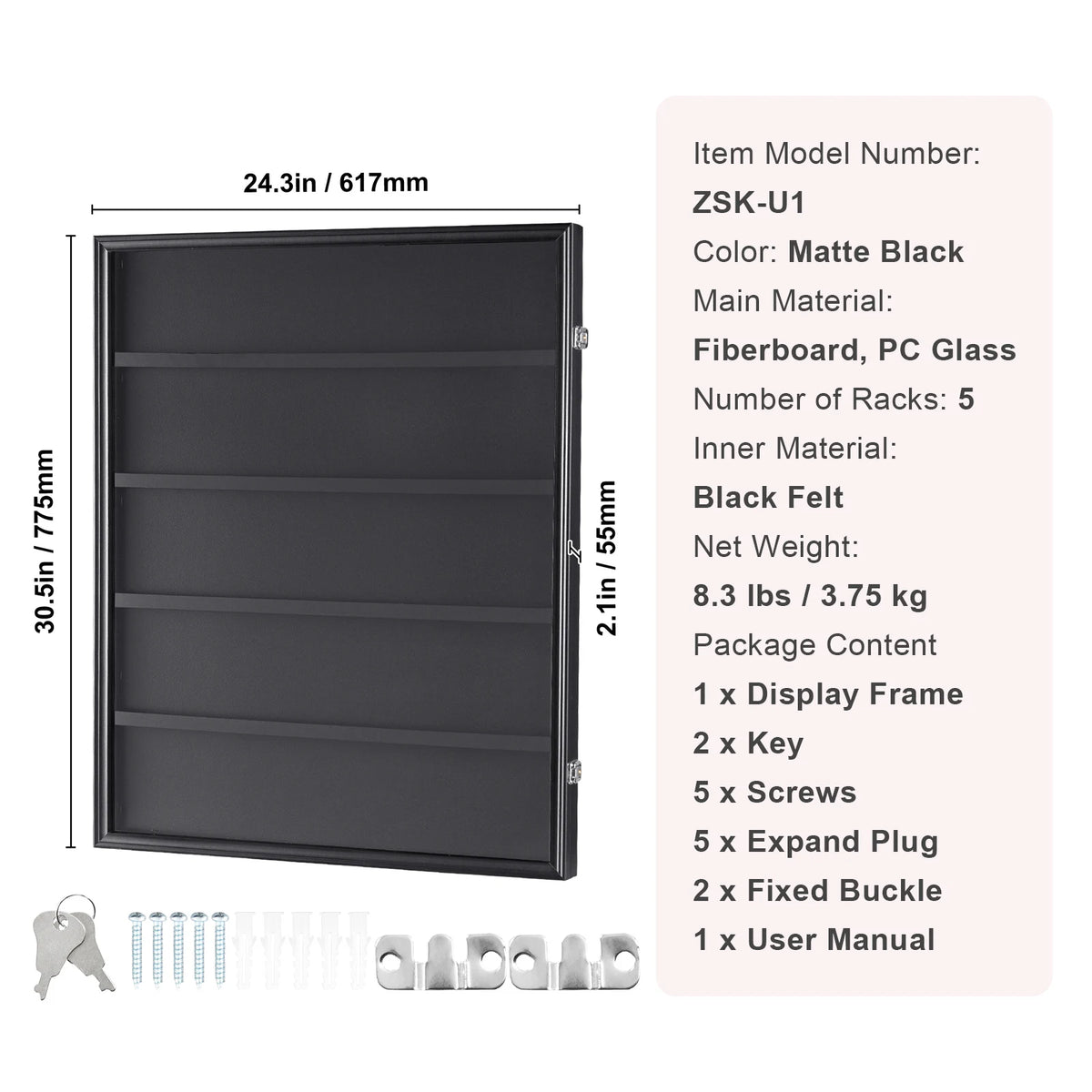 SucceBuy Lockable Jersey Sports Card Display Shadow Box
