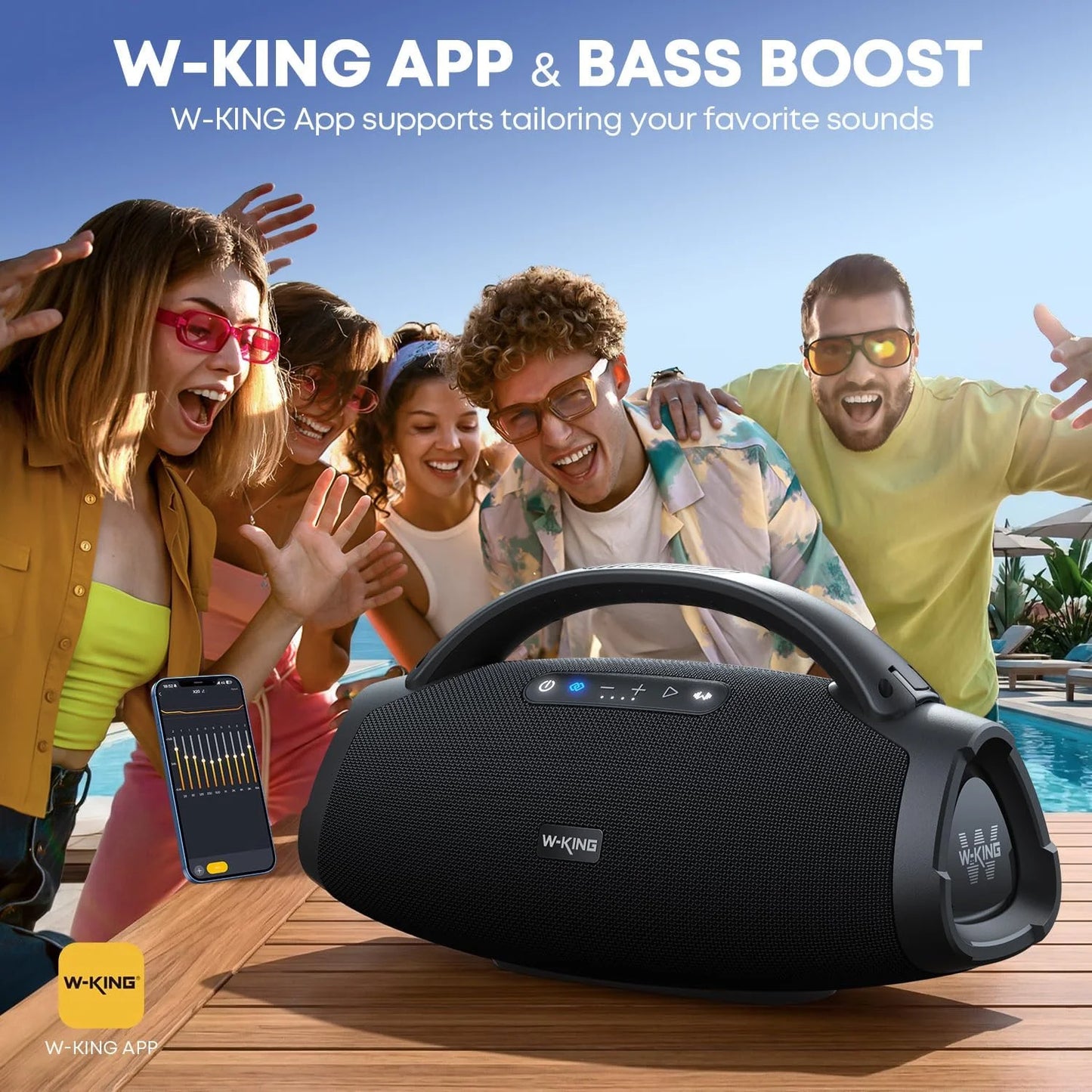 W-KING Wireless Bluetooth Speaker With Powerful Subwoofer And Waterproof Design