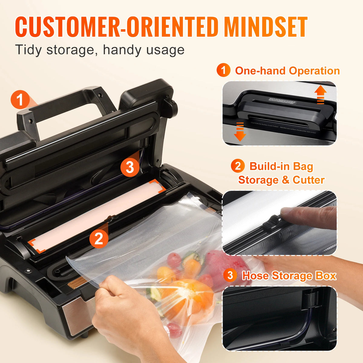 SucceBuy Food Vacuum Sealer Machine for Household Kitchen Packaging