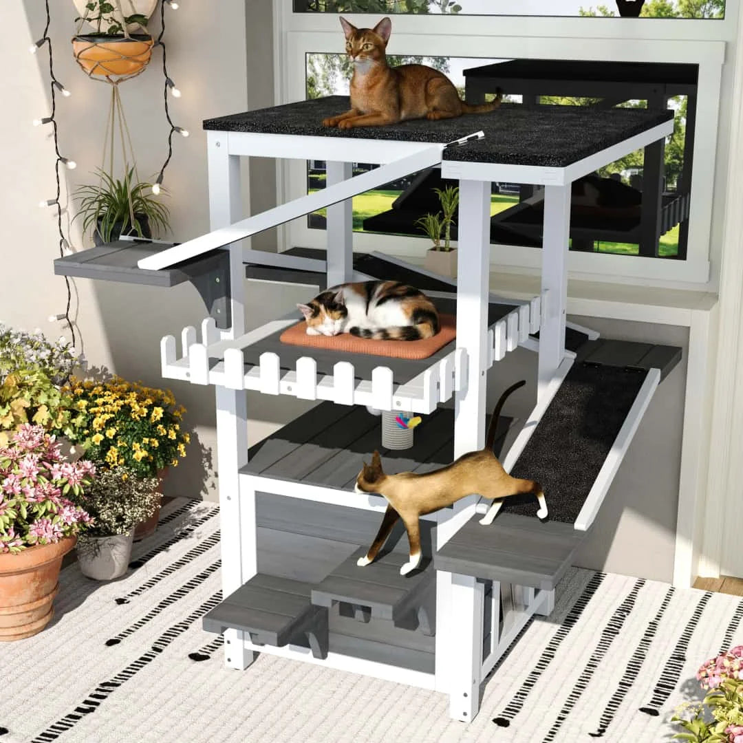Weatherproof Outdoor Cat House Feral Shelter With Waterproof Roof