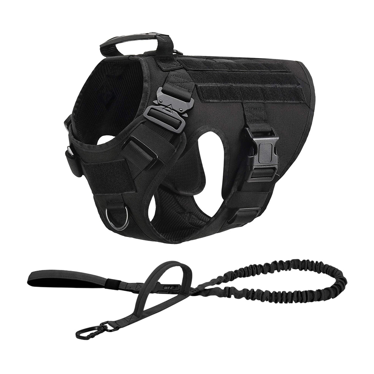Heavy Duty Tactical Nylon Dog Harness With Molle Pouches