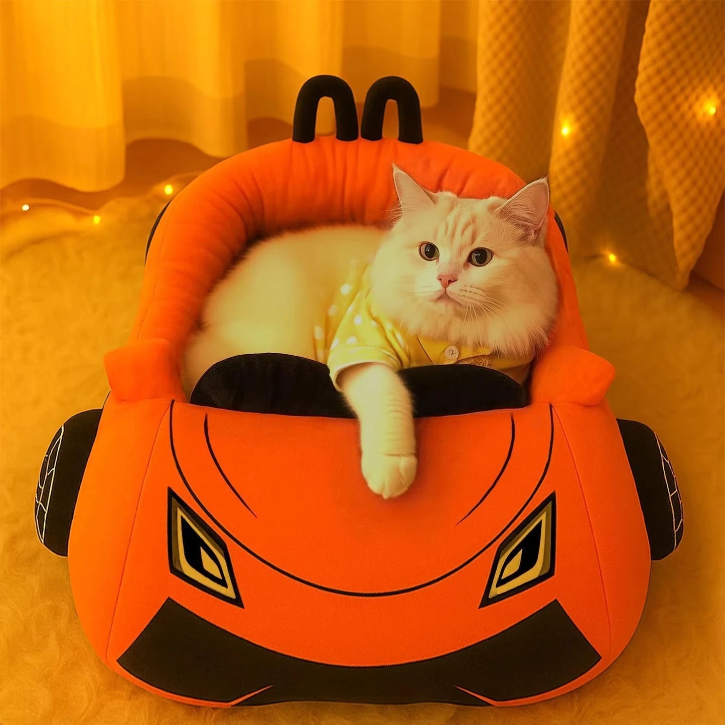 CWV Premium Coral Fleece Supercar Cat Bed With Pillow